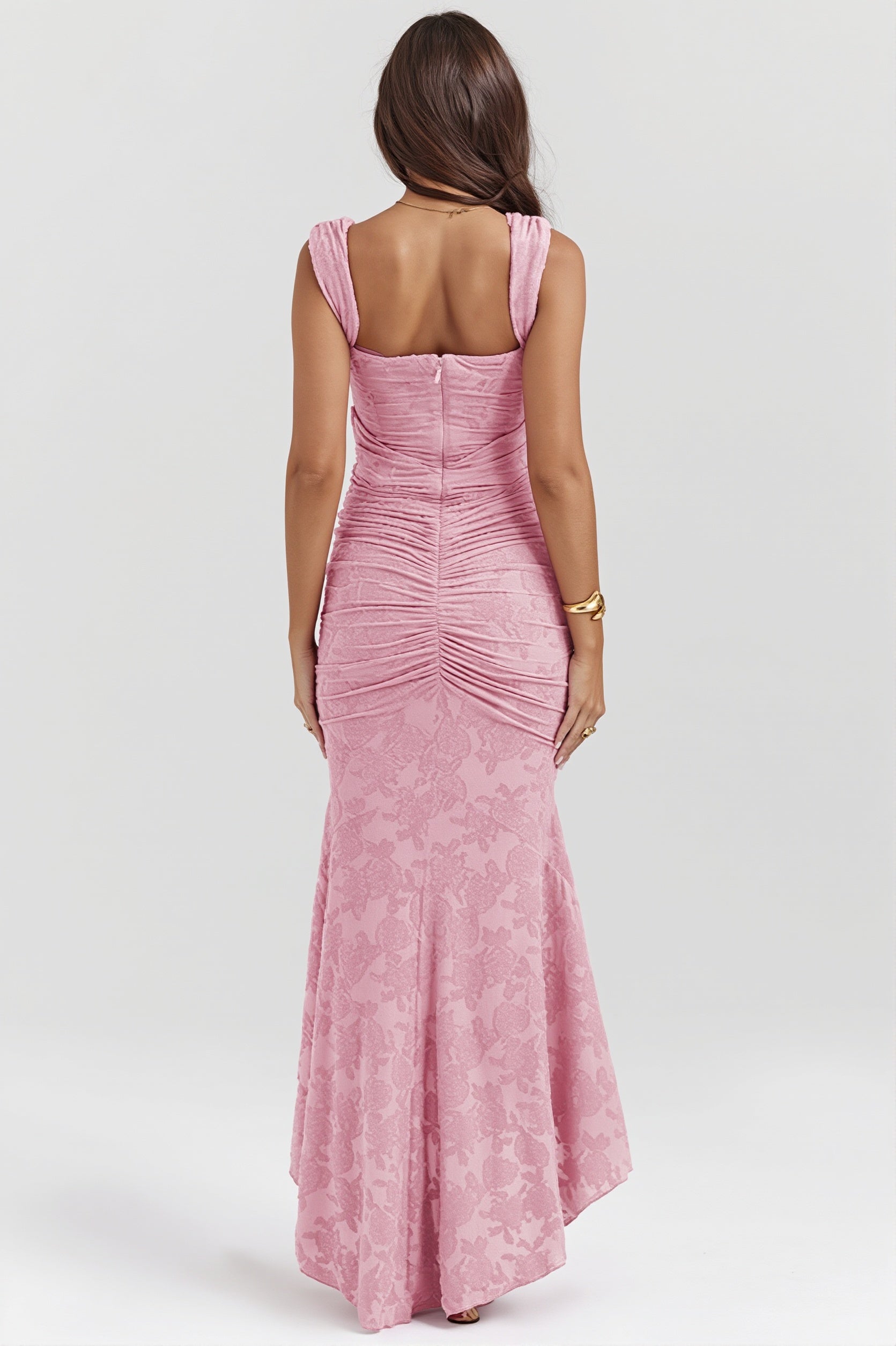 Floral Lace Bandeau Bodycon Maxi Dress