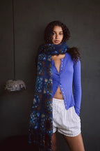 Solid Single-Button Fitted Long-Sleeve Knit Cardigan