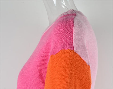 Autumn Winter round Neck Sweater Color Matching Knitwear Sweater Women