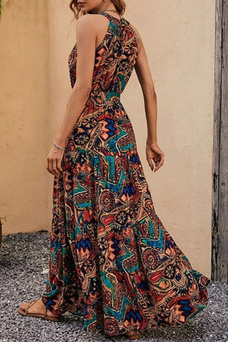 Vestido bohemio con estampado de patchwork floral 