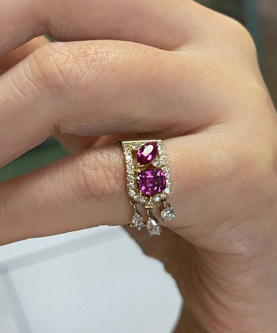 Boutique Lila Legierung Zirkon Edelstein Quaste Ringe 