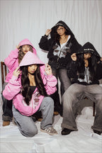 Street Style Rhinestone Print Hoodie