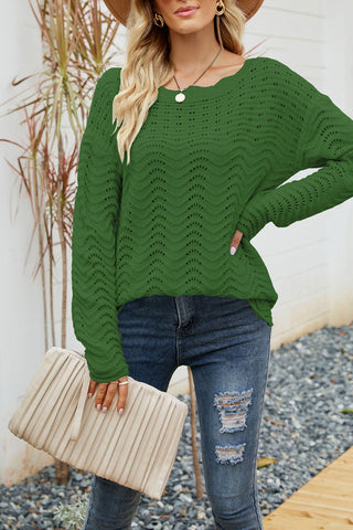 Lässiger, einfarbiger, ausgehöhlter Patchwork-Pullover mit Rundhalsausschnitt (7 Farben) 