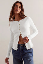 Slim Long Sleeve Ribbed Cardigan