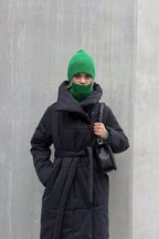 Long Stand Collar Relaxed Quilted Puffer Jacket