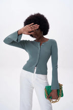 Flare Sleeve Button Cardigan