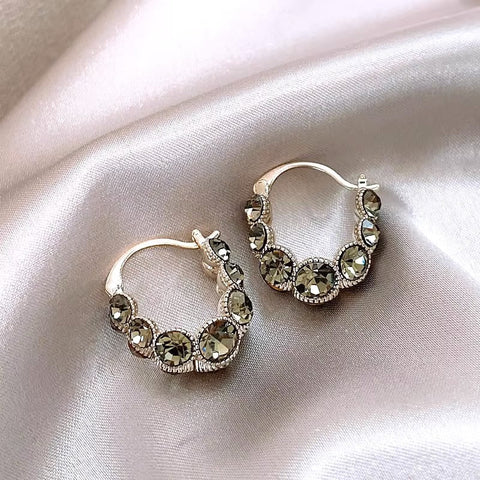Pendientes de aro de circonita de aleación de cobre boutique 