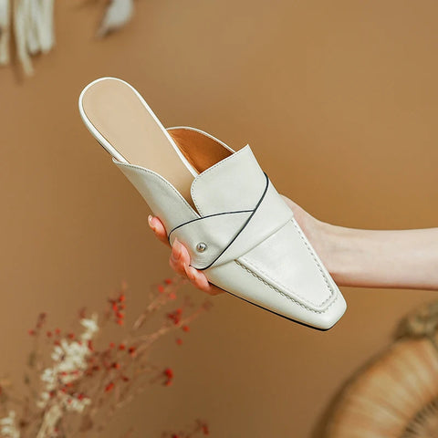Muller Hausschuhe Frauen Pumps Karree Echtes Leder Hausschuhe Frühling Sommer Concise Casual Arbeits Schuhe Frau Neue Ankunft 
