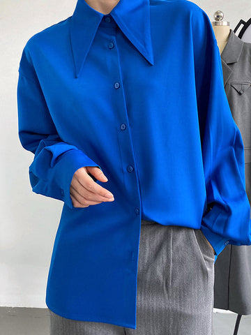 Blusa elegante de manga larga en tres colores lisos 