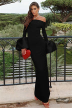 Off Shoulder Puff Sleeve Maxi Dress