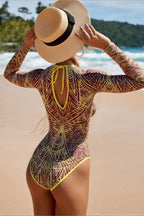 Sexy Long Sleeve Rash Guard One Piece Swimwear