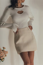 Heart Cutout Slim Fit Knit Sweater