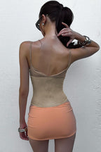 Sexy Deep V Mesh Bone Cami Top