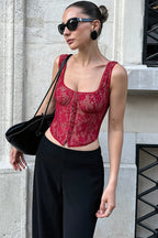 Sheer Lace Trim Sexy Cami Top