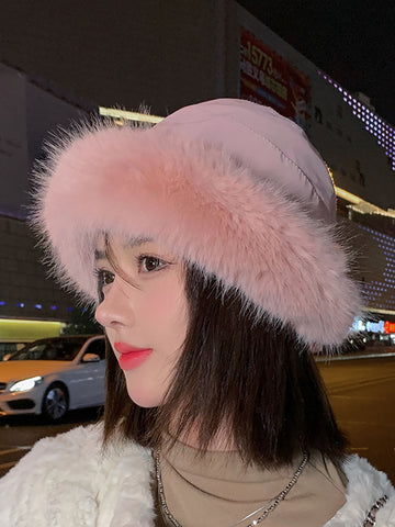 Women Winter Casual Solid Plush Warm Hat