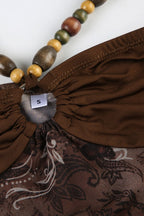 Vintage Bead Asym Hem Mesh Halter Top