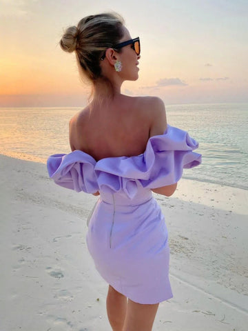 Chic Cupcake Dress Strapless Slit Birthday Party Mini Dresses