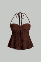 Asymmetrical Tie Halter Bikini Set