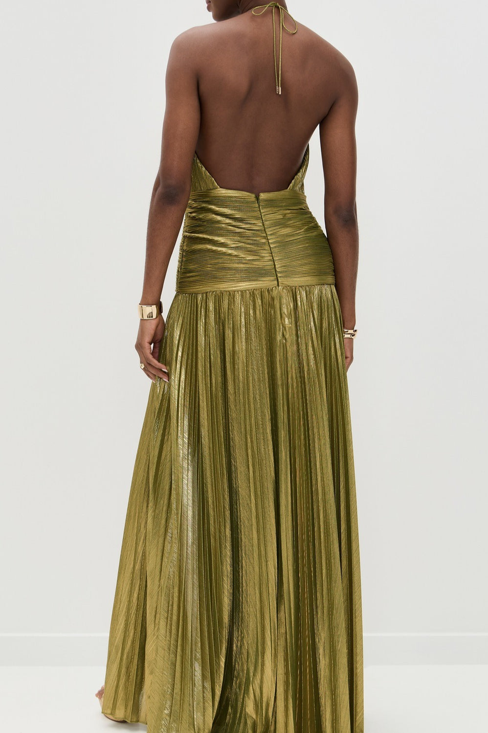Halter Backless Split Tie Bodycon Maxi Dress