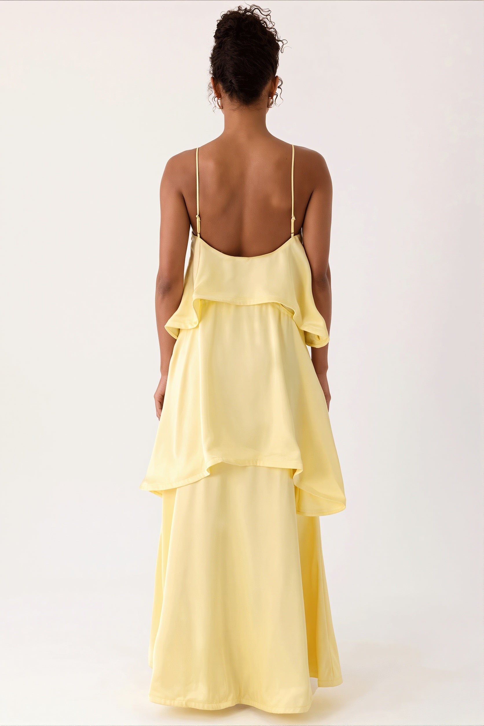Solid Ruffle Tiered Loose Maxi Dress