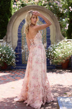 Elegant Floral Pearl Cami Flared Maxi Dress