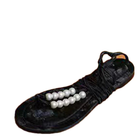 Sandalias Rome con punta de clip para mujer, zapatos planos con cuentas, moda de verano 2024, nuevas zapatillas de diseñador, tendencia informal, chanclas para mujer 
