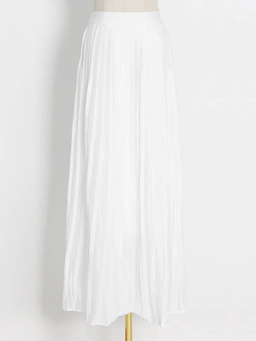 Original Sleeveless Irregularity Solid Color High-Neck T-Shirt Top&Pleated Skirt Bottom Two Pieces Set
