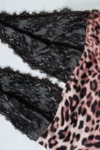 Sexy Leopard Deep V Lace Patch Halter Top