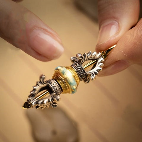 Sterling Silver Vajra Pestle Health Pendant Necklace