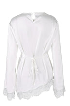 Lace Panel Solid Casual Blouse