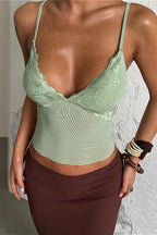 Sexy V Neck Lace Slim Cami Top