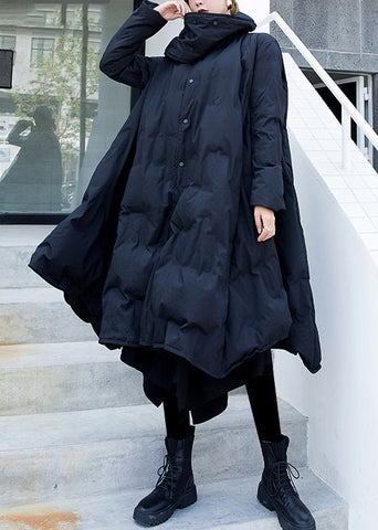 Französischer schwarzer Bogentaschen-Patchwork-Entendaunenmantel Winter 