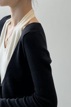Patchwork Layered Halter Long Sleeve Tee
