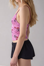 Retro Mesh Slim Lace Cami Top