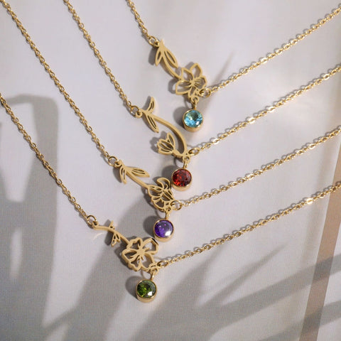 Blossom Birthstone Pendant Necklace - Eternal Bloom Collection