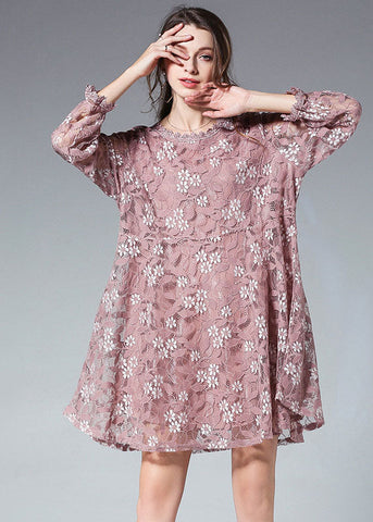 Elegante vestido de encaje de otoño, ropa de talla grande 