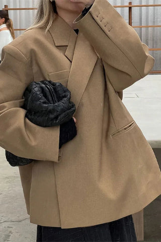 Oversize-Blazer mit Seitenschlitz Stahlblau 