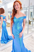 Paillettenbesetztes Meerjungfrauen-Abendkleid mit schulterfreiem Rock