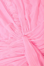 Mesh Splicing Halter Tie Maxi Dress