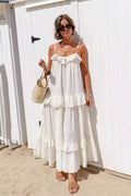 Ruffle Hem Flowy Beach Maxi Dress