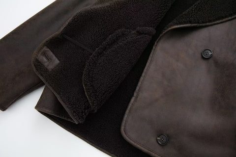 Damen Kleidung Pelz Langarm Kragen Doppelseitige Jacke Mantel Damen Mantel 