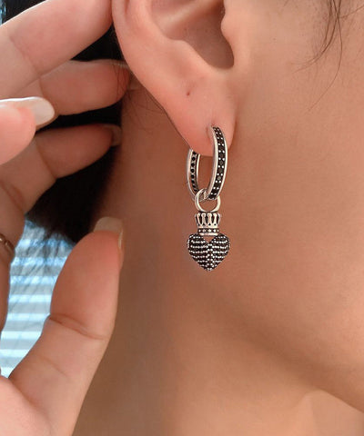Pendientes colgantes asimétricos con cruz de amor en plata de ley blanca de Vogue 