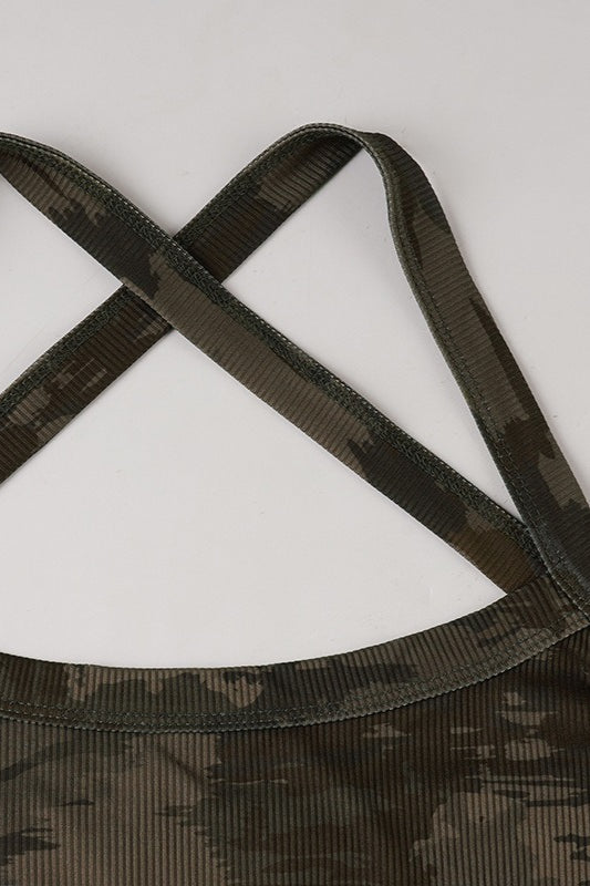 Camouflage Cross Back Tank Top