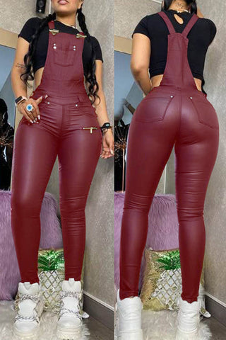 Casual Solid Backless Spaghetti Strap Skinny Jumpsuits (Without Tops)