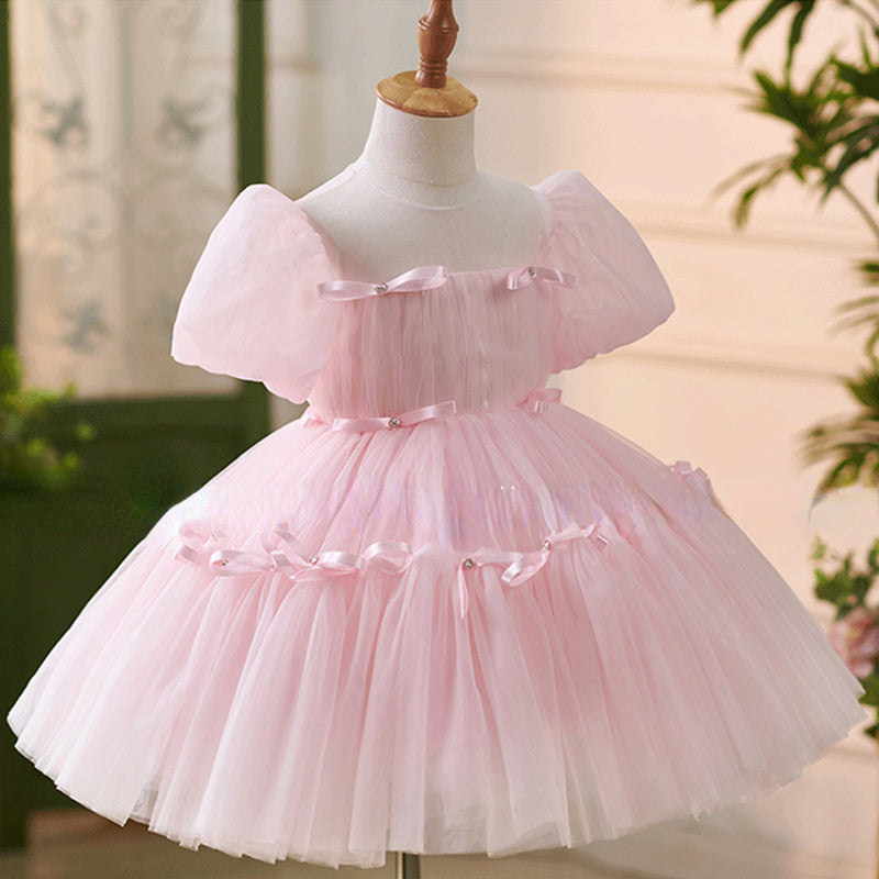 Vestido elegante de primera comunión para niña, vestido de fiesta para niña pequeña 