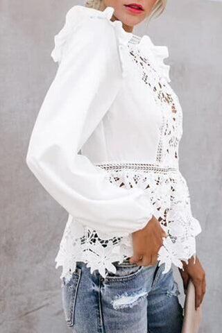 Tops de moda sexys de cuello redondo con retazos ahuecados y sólidos 