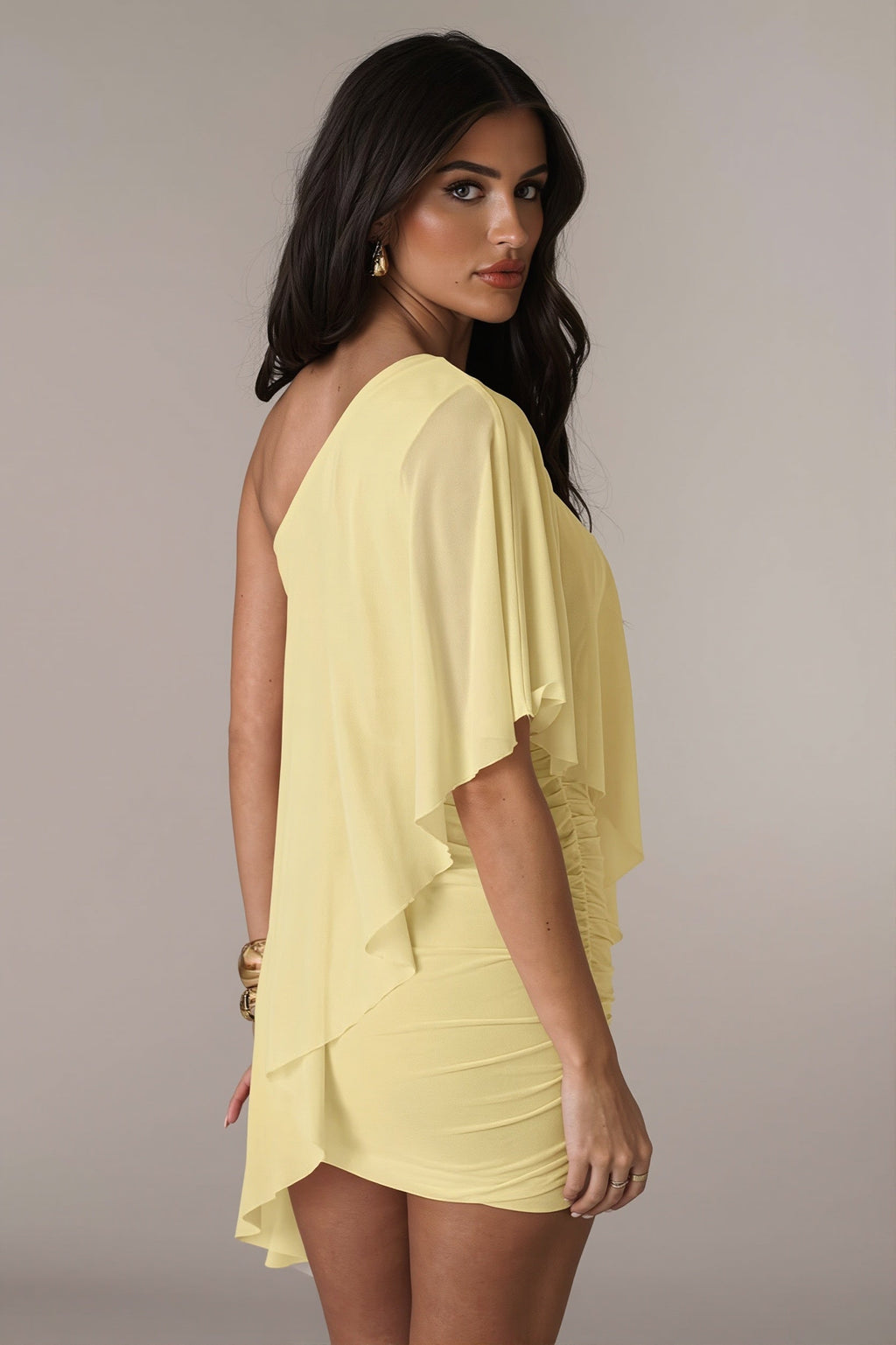 Asymmetric Ruffle Slim Beach Mini Dress