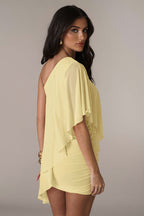 Asymmetric Ruffle Slim Beach Mini Dress