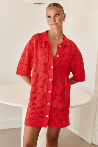 3/4 Sleeve Loose Embroidered Hollow Out Plus Size Blouse Dress