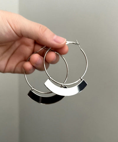 Oversize Silk Sterling Silver Alloy Hoop Earrings